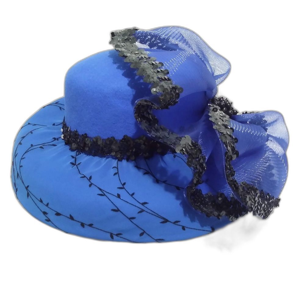 Vintage Glamorous/Elegant 100% Blue Wool Hat USA